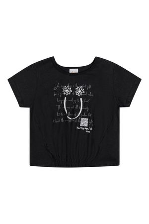 Blusa Infantil Menina Elástico na Barra Elian Preto