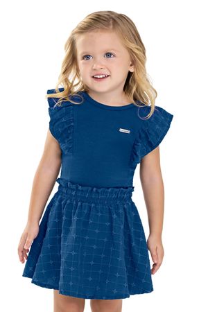 Conjunto Infantil Menina Com Babados Colorittá Azul