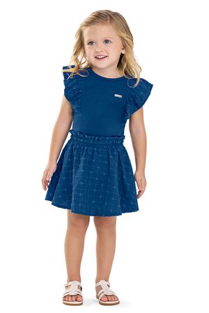 Conjunto Infantil Menina Com Babados Colorittá Azul