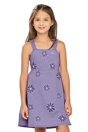 Vestido Infantil Menina Floral Com Amarração Elian Lilás
