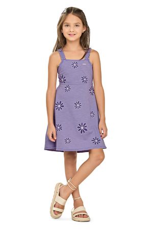 Vestido Infantil Menina Floral Com Amarração Elian Lilás
