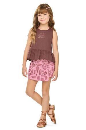 Conjunto Infantil Menina Babado Sunset Elian Marrom