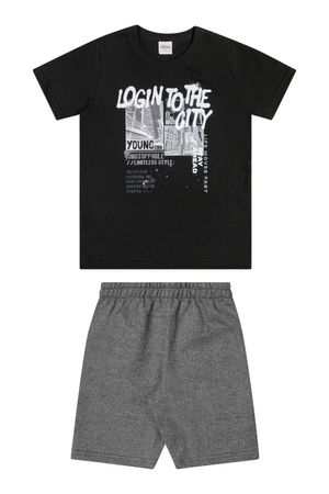 Conjunto Infantil Menino Estampa Urbana Elian Preto