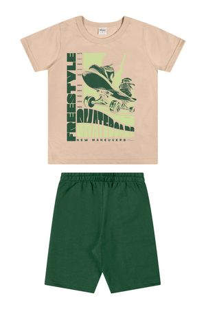 Conjunto Infantil Menino Estampa Sports Elian Bege