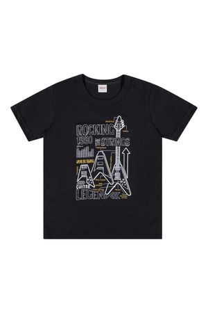Camiseta Infantil Menino Estampa Relevo Elian Preto