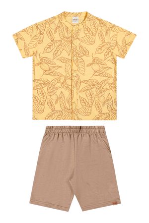 Conjunto Infantil Menino Gola Padre Elian Amarelo