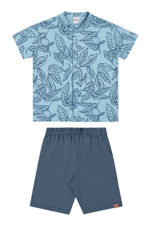 Conjunto Infantil Menino Gola Padre Elian Azul