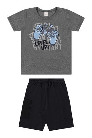 Conjunto Infantil Menino Level Up Elian Cinza