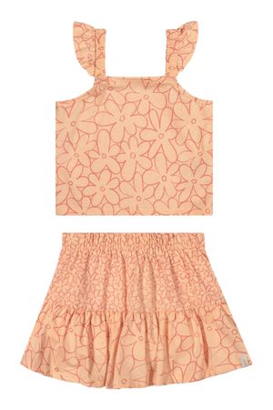 Conjunto Infantil Menina Floral Perolado Elian Laranja