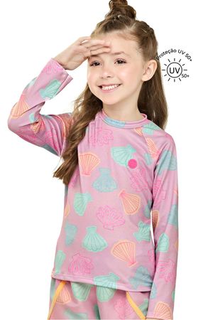 Blusa de Proteção Solar Infantil Menina Elian Rosa
