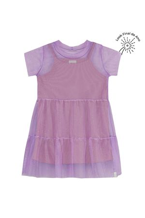 Vestido Infantil Menina Tule Com Brilho Elian Rosa
