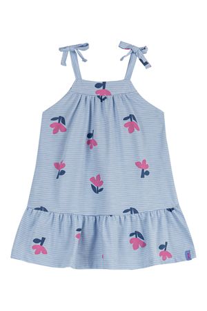 Vestido Infantil Menina Floral Flamê Elian Azul
