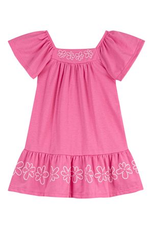 Vestido Infantil Menina Babados Com Flores Elian Rosa