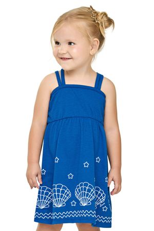 Vestido Infantil Menina Conchas Texturizado Elian Azul