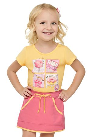 Conjunto Infantil Menina Docinhos Elian Amarelo