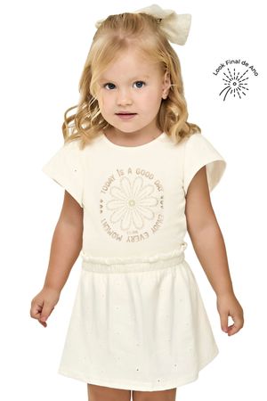 Conjunto Infantil Menina Estampa em Puff Elian Bege