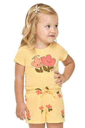 Conjunto Infantil Menina Flamê Floral Elian Amarelo