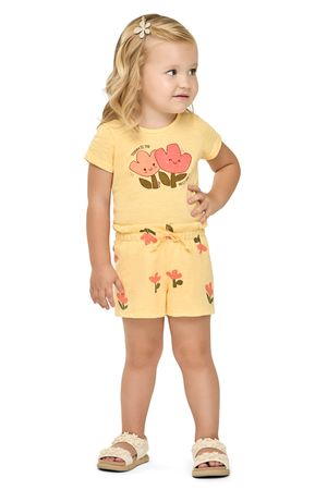 Conjunto Infantil Menina Flamê Floral Elian Amarelo