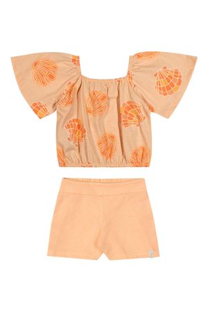 Conjunto Infantil Menina Conchinhas Elian Laranja