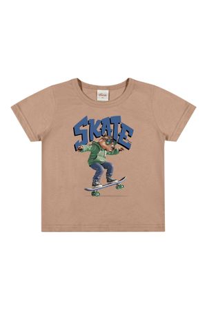 Camiseta Infantil Menino Estampa Skate Elian Marrom