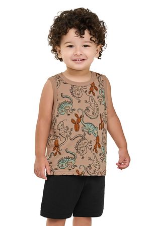 Conjunto Curto Infantil Menino Camaleões Elian Marrom