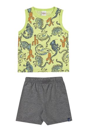 Conjunto Curto Infantil Menino Camaleões Elian Verde