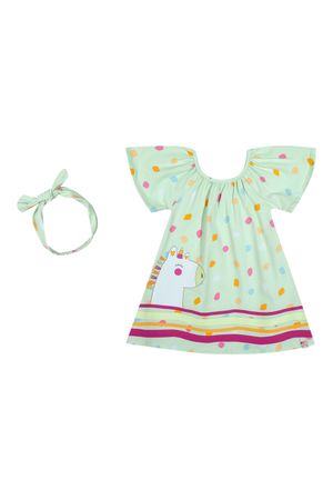 Vestido Bebê Menina Com Faixa Para Cabelo Elian Verde