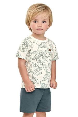 Conjunto Infantil Menino Folhas Flamê Elian Bege