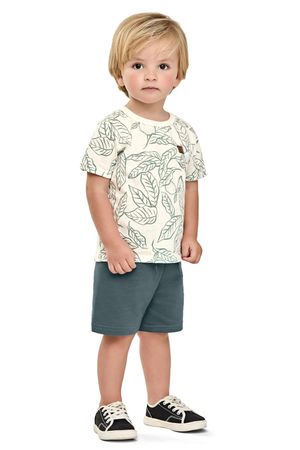 Conjunto Infantil Menino Folhas Flamê Elian Bege