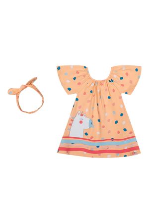 Vestido Bebê Menina Com Faixa Para Cabelo Elian Laranja