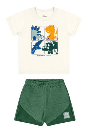 Conjunto Bebê Menino Estampa Dino Elian Bege