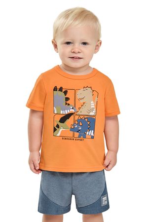 Conjunto Bebê Menino Estampa Dino Elian Laranja