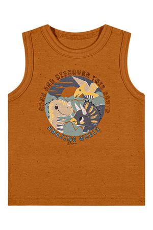 Regata Bebê Menino Botonê Dino Elian Marrom