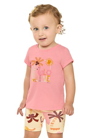 Conjunto Bebê Menina Texturizado Flamingo Elian Rosa