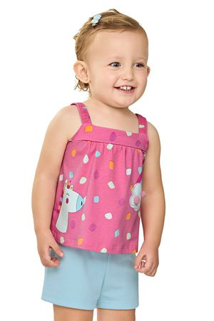 Conjunto Bebê Menina Com Pompom Elian Rosa