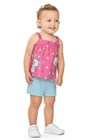 Conjunto Bebê Menina Com Pompom Elian Rosa