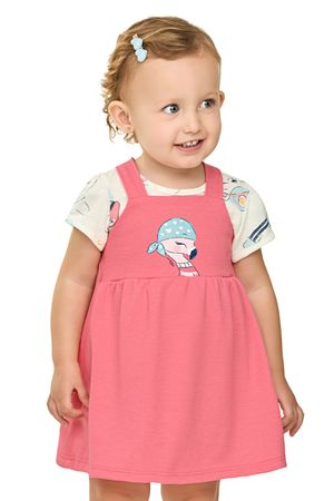 Conjunto Bebê Menina Flamingo Curto Elian Bege