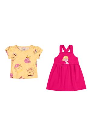 Conjunto Bebê Menina Flamingo Curto Elian Amarelo