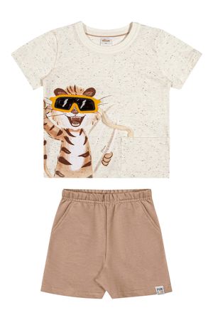 Conjunto Infantil Menino Tigre Interativo Elian Bege