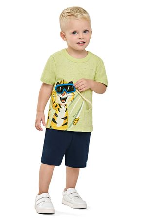 Conjunto Infantil Menino Tigre Interativo Elian Verde