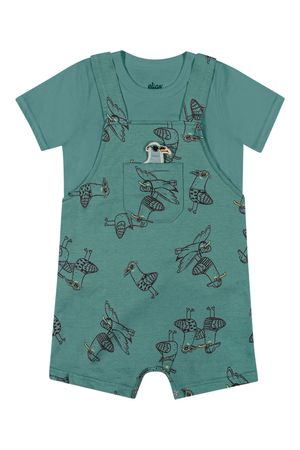 Conjunto Bebê Menino Com Jardineira Interativa Elian Verde