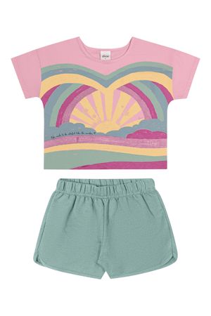 Conjunto Curto Infantil Menina Solar Elian Verde
