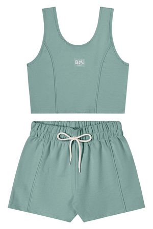 Conjunto Juvenil Menina Regata e Short Beats Verde