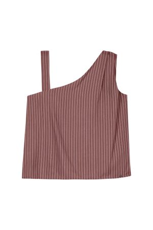 Regata Feminina Assimétrica Listrada Marialícia Marrom