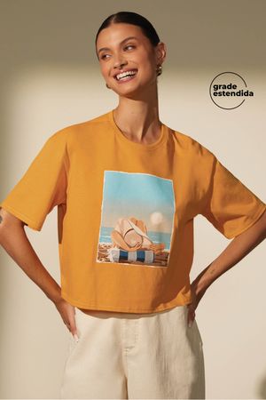 T-Shirt Feminina Summer Marialícia Amarelo