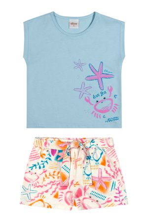 Conjunto Infantil Menina Caranguejo Elian Azul
