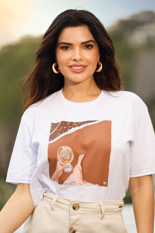 T-Shirt Feminina Summer Marialícia Branco