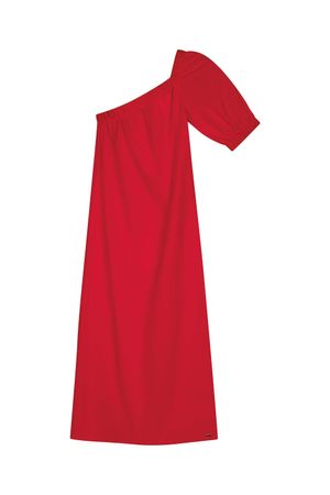 Vestido Midi Um Ombro Só Feminino Marialícia Vermelho