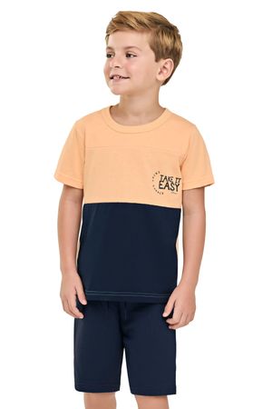 Conjunto Infantil Menino Bicolor Texturizado Elian Laranja