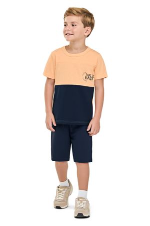 Conjunto Infantil Menino Bicolor Texturizado Elian Laranja